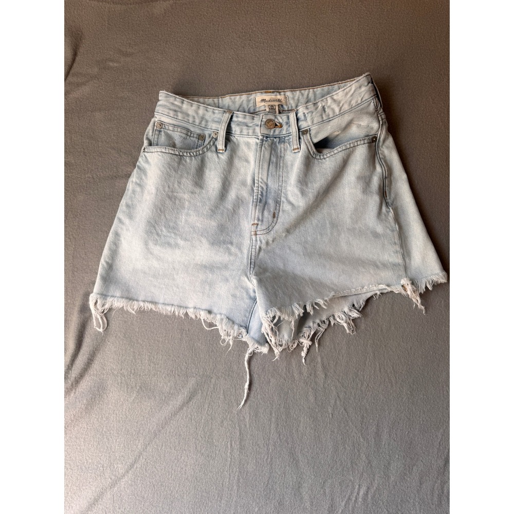 Madewell Curvy Perfect Vintage Jean Shorts Light Wash Raw Hem 27 High Rise Denim